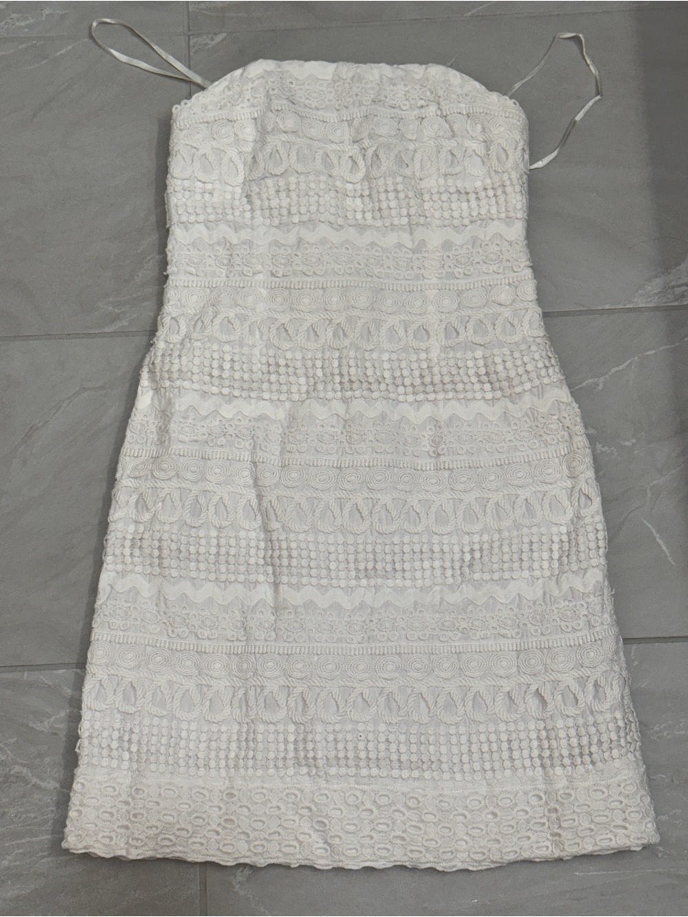 Lilly Pulitzer White Strapless Lace Crochet Dress Bridal Bachelorette Feminine